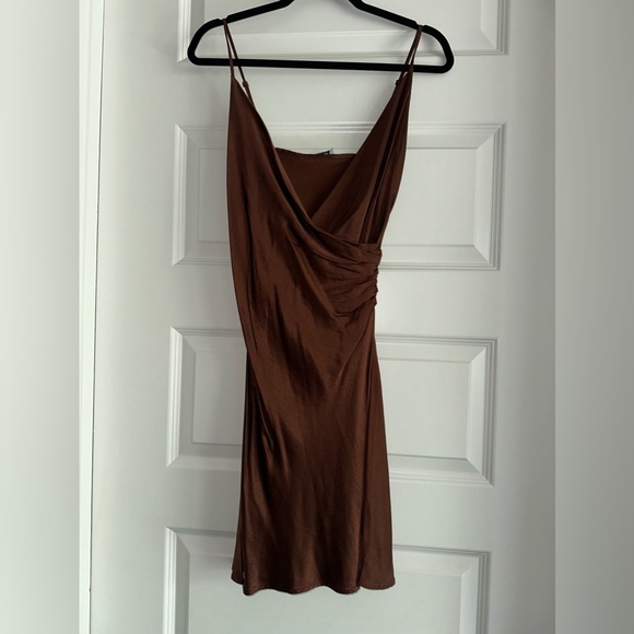 slim fit dress slacks Zara Brown Flare Mini Dress main image 0
